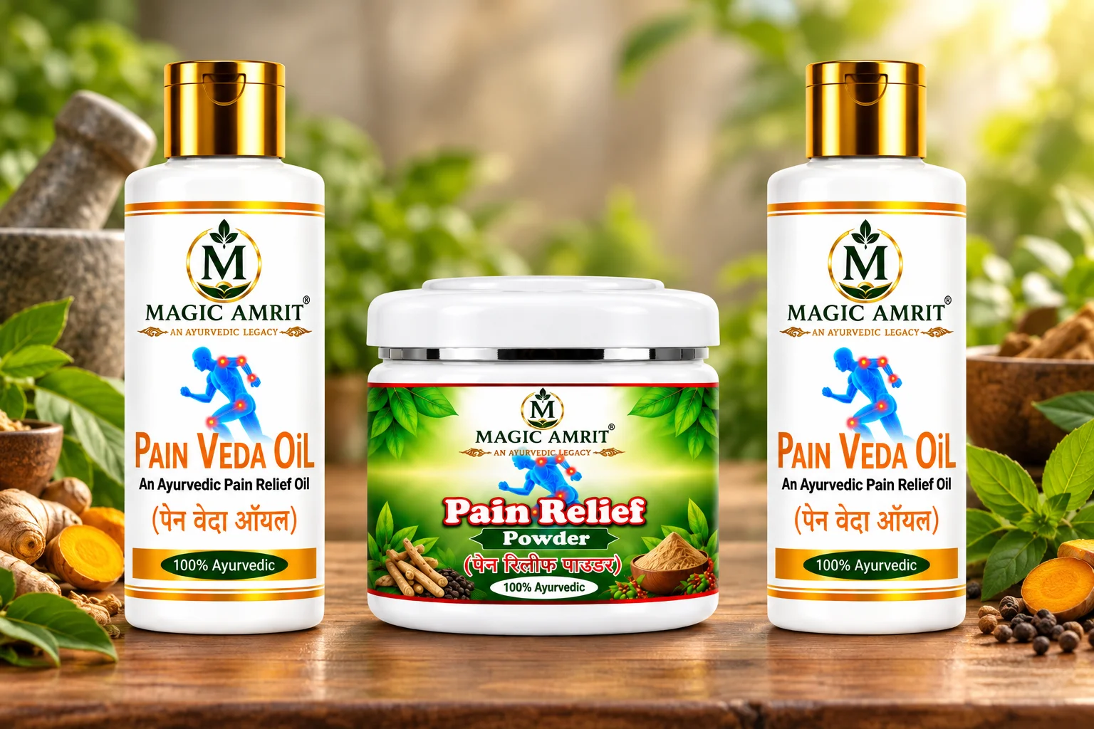 Pain Veda Oil + Pain Relief Powder Combo